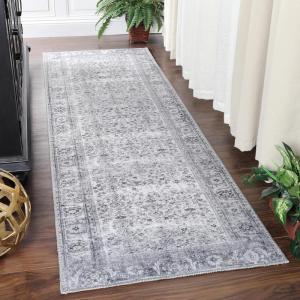 Superior Indoor Area Rug for Home Floor, Bedroom, Living/Dining Room, Office, Unique, Soft Cotton Backed, Oriental Vintage Medallion Decor, Roan Collection, 7′ 6″ x 9′ 6″, Garnet Red(Uma – Charcoal)