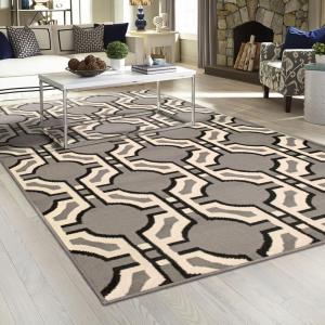 Superior Indoor Area Rug with Jute Backing, Modern Floor Decor for Home Hallway, Living Room, Floor Cover, Entryway, Bedroom, Modern Abstract, 3ft x 5ft, Grey Ivory