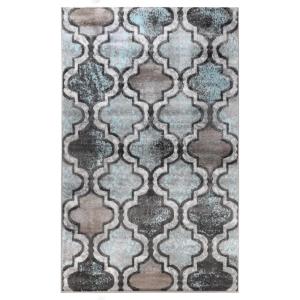 Superior Indoor Area Runner, Jute Backed, Perfect for Hallway, Living/ Dining Room, Bedroom, Office, Kitchen, Entryway, Modern Geometric Trellis Floor Decor, Viking Collection, 2′ 7″ x 8′, Green(Turquoise)