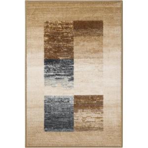Superior Indoor Non-Slip Area Rug, Rustic Floor Decor, Color Block Rug for Living Room, Bedroom, Office, Kitchen, Dining, Washable Rugs, Foam Back, Lockwood Collection, 2′ x 3′, Cream