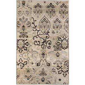 Superior Indoor Non-Slip Runner Rug, Modern Overdyed Machine Washable Rugs, Home Floor Decor For Entryway, Office, Bedroom, Living/Dining, Kitchen, Angeles Collection, Green-Beige, 2′ 7″ x 8′(Beige)