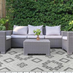Superior Indoor Outdoor Area Rug, Floor Decor, Perfect for Patio, Bedroom, Kitchen, Living Room, Entryway, Playroom, Nursery, Carpet Cover, Diamonds, Sterling Collection, 7′ 10″ x 9′ 10″, Grey(Sterling – Slate)