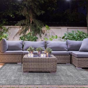 Superior Indoor Outdoor Area Rug, Floor Decor, Perfect for Patio, Bedroom, Kitchen, Living Room, Entryway, Playroom, Nursery, Carpet Cover, Diamonds, Sterling Collection, 7′ 10″ x 9′ 10″, Grey(Ellery – Grey)