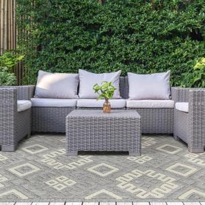Superior Indoor Outdoor Area Rug, Floor Decor, Perfect for Patio, Bedroom, Kitchen, Living Room, Entryway, Playroom, Nursery, Carpet Cover, Diamonds, Sterling Collection, 7′ 10″ x 9′ 10″, Grey(Sterling – Grey)