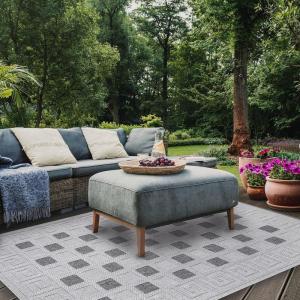 Superior Indoor Outdoor Area Rug, Floor Decor, Perfect for Patio, Bedroom, Kitchen, Living Room, Entryway, Playroom, Nursery, Carpet Cover, Diamonds, Sterling Collection, 7′ 10″ x 9′ 10″, Grey(Nila – Grey)