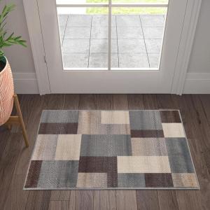 Superior Indoor Runner Rug, Jute Backing, Home Decor for Bedroom, Living Room, Office, Kitchen, Hallway, Floor Cover, Patchwork, Color Block, Plush, Clifton Collection, 2′ 7″ x 10′, Multi Color(A Grey)