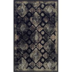 Superior Indoor Runner Rug, Jute Backing, Modern Plush Rugs for Entryway, Kitchen Floors, Hallway, Office Floor Cover, Medallion Rugs, Mayfair Collection, 2′ 7″ x 8′, Ivory(Black)