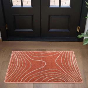 Superior Indoor Runner Rug, Jute Backing, Plush Carpet Cover, for Hallways, Entry, Office, Plush Floor Cover, Modern Wood Grain, Abstract Lines, Veer Collection, 2′ 7″ x 8′, Chocolate(Coral)