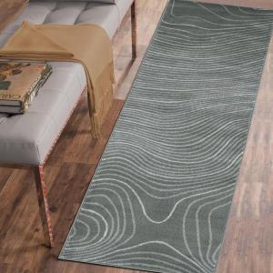 Superior Indoor Runner Rug, Jute Backing, Plush Carpet Cover, for Hallways, Entry, Office, Plush Floor Cover, Modern Wood Grain, Abstract Lines, Veer Collection, 2′ 7″ x 8′, Chocolate(Slate)