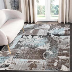Superior Indoor Runner Rug, Plush Carpet Cover, for Hallway, Entryway, Dining, Office, Kitchen, Modern Floral Patchwork Decor, Pastiche Collection, 2′ 7″ x 10′, Beige(Brown Turquoise)