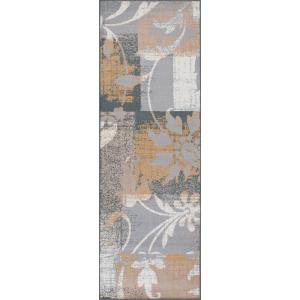 Superior Indoor Runner Rug, Plush Carpet Cover, for Hallway, Entryway, Dining, Office, Kitchen, Modern Floral Patchwork Decor, Pastiche Collection, 2′ 7″ x 10′, Beige(Camel)