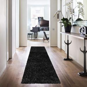 Superior Indoor Shag Modern Fuzzy Soft Cozy Shaggy Living/Dining Room, Bedroom, Office, Entryway, Kitchen, Dorm, Playroom, Kids, Nursery, Textured Area Rug, 2 ft 5 in x 12 ft, Sage(Black)