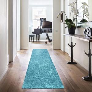 Superior Indoor Shag Modern Fuzzy Soft Cozy Shaggy Living/Dining Room, Bedroom, Office, Entryway, Kitchen, Dorm, Playroom, Kids, Nursery, Textured Area Rug, 2 ft 5 in x 12 ft, Sage(Cyan)