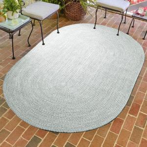 Superior Indoor/Outdoor Area Rug, Dual-Tone Reversible Braided Floor Decor for Patio, Front Porch, Entryway, Living Room, Office, Nursery, Artistic Home, 5′ x 8′, Fog Green-White(Fog Green-white)