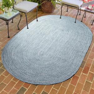 Superior Indoor/Outdoor Area Rug, Dual-Tone Reversible Braided Floor Decor for Patio, Front Porch, Entryway, Living Room, Office, Nursery, Artistic Home, 5′ x 8′, Fog Green-White(Lagoon Breeze-white)