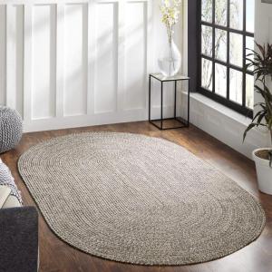 Superior Indoor/Outdoor Area Rug, Dual-Tone Reversible Braided Floor Decor for Patio, Front Porch, Entryway, Living Room, Office, Nursery, Artistic Home, 5′ x 8′, Fog Green-White(Charcoal-white)