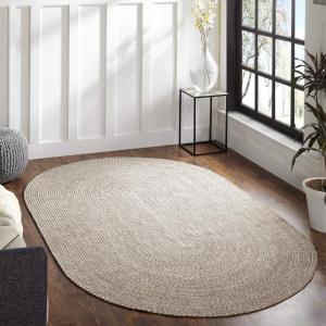 Superior Indoor/Outdoor Area Rug, Dual-Tone Reversible Braided Floor Decor for Patio, Front Porch, Entryway, Living Room, Office, Nursery, Artistic Home, 5′ x 8′, Fog Green-White(Canvas-white)