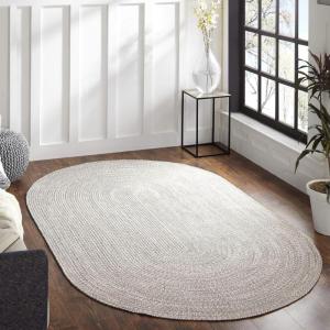 Superior Indoor/Outdoor Area Rug, Dual-Tone Reversible Braided Floor Decor for Patio, Front Porch, Entryway, Living Room, Office, Nursery, Artistic Home, 5′ x 8′, Fog Green-White(Slate-white)