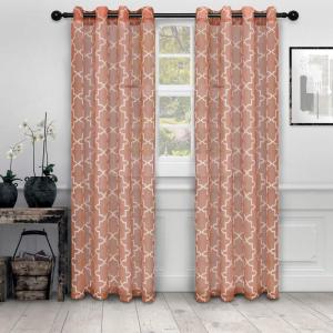Superior Jackson Stripe Sheer Curtains, Window Accents, Perfect for Natural Light, with Rod Pockets or Grommets, Modern, Transtitional, Rustic, Bohemian, Curtain Set of 2 Panels, 52″ X 108″, Taupe(Rust)