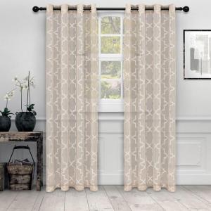 Superior Jackson Stripe Sheer Curtains, Window Accents, Perfect for Natural Light, with Rod Pockets or Grommets, Modern, Transtitional, Rustic, Bohemian, Curtain Set of 2 Panels, 52″ X 108″, Taupe(Beige)