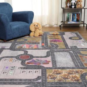Superior Kids Indoor Area Rug, Jumbo Numbers Design, Cute Rugs for Nursery, Playroom, Bedroom, Living Room, Unique Accent, Soft Cotton Backed, Entryway, Playtime Collection, 5′ 7″ x 8′ 9″, Aquamarine(Mossy Gold)