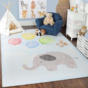 Superior Kids Indoor Area Rug, Jumbo Numbers Design, Cute Rugs for Nursery, Playroom, Bedroom, Living Room, Unique Accent, Soft Cotton Backed, Entryway, Playtime Collection, 5′ 7″ x 8′ 9″, Aquamarine(Baby Blue – Z)