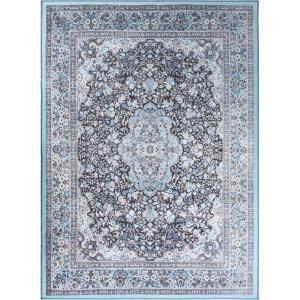 Superior Large Indoor Area Rug, Modern Floor Decor for Living/Dining Room, Kitchen, Bedroom, Office, Entry, Flat-Weave, Floral Medallion, Cotton Backing, Fiorella Collection, 10′ x 13′, Berry Red(Light Blue)