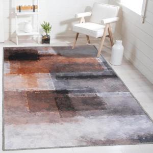 Superior Large Indoor Runner Rug, Modern Floor Decor, Living/Dining Room, Kitchen, Office, Entry, Distressed Floral, Geometric Medallion, Cotton Backing, Huda Collection, 2′ 6″ x 7′ 6″, Charcoal(Ivory Coral)