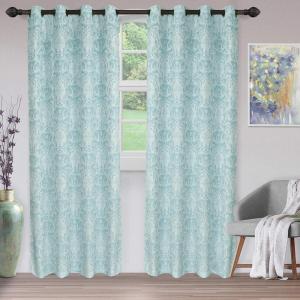Superior Lotus Jacquard Curtains, Floral Damask Window Accent, Perfect for Family Room or Bedroom, Traditional, Formal, Classic Style with Grommets, Curtain Set of 2 Panels, 52″ x 108″, Linen(Raindrop)