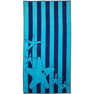 Superior Luxurious 100% Cotton Beach Towels, Oversized 34″ x 64″, Soft Velour Cotton and Absorbent Cotton Terry, Thick and Plush Striped Beach Towels – Multicolored Stripes(Blue)