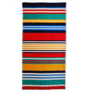 Superior Luxurious 100% Cotton Beach Towels, Oversized 34″ x 64″, Soft Velour Cotton and Absorbent Cotton Terry, Thick and Plush Striped Beach Towels – Multicolored Stripes(Multicolor)