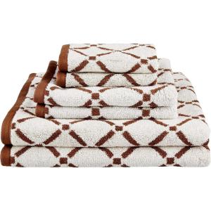 Superior Luxurious Diamonds Cotton Absorbent Oversized Bath Sheet Set of Two, Quick Dry, Perfect for Bathroom, Kitchen, or Beach, Attached Loop for Hook Hanging, Diamond and Solid, Chocolate/Cream(Chocolate/Cream)