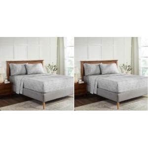 Superior Melange Flannel Cotton Sheet Set, Ultra-Soft Brushed Sheets, Modern, Farmhouse Bedding, Basics, Includes; Flat Sheet, Elastic Deep Pocket Fitted Sheet, Pillowcases, King, Fig Plum(Charcoal)