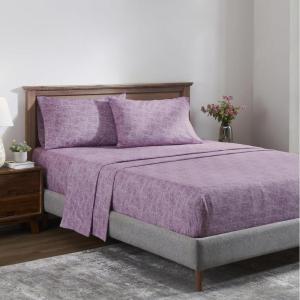 Superior Melange Flannel Cotton Sheet Set, Ultra-Soft Brushed Sheets, Modern, Farmhouse Bedding, Basics, Includes; Flat Sheet, Elastic Deep Pocket Fitted Sheet, Pillowcases, King, Fig Plum(Fig Plum)