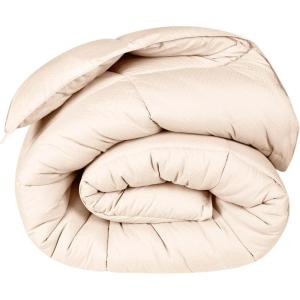 Superior Microfiber Basketweave Comforter, Down Alternative Bedding, Medium Weight, Fluffy, Decorative, Plush Duvet Insert, Oversized Blanket, Box Quilt Design, Monochrome, Twin/Twin XL, Plum(Cream)