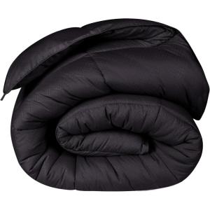 Superior Microfiber Basketweave Comforter, Down Alternative Bedding, Medium Weight, Fluffy, Decorative, Plush Duvet Insert, Oversized Blanket, Box Quilt Design, Monochrome, Twin/Twin XL, Plum(Black)