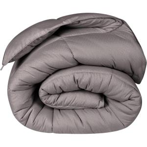 Superior Microfiber Basketweave Comforter, Down Alternative Bedding, Medium Weight, Fluffy, Decorative, Plush Duvet Insert, Oversized Blanket, Box Quilt Design, Monochrome, Twin/Twin XL, Plum(Charcoal)