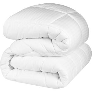 Superior Microfiber Basketweave Comforter, Down Alternative Bedding, Medium Weight, Fluffy, Decorative, Plush Duvet Insert, Oversized Blanket, Box Quilt Design, Monochrome, King, Taupe