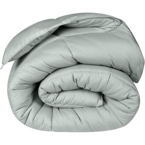Superior Microfiber Basketweave Comforter, Down Alternative Bedding, Medium Weight, Fluffy, Decorative, Plush Duvet Insert, Oversized Blanket, Box Quilt Design, Monochrome, Twin/Twin XL, Plum(Jade)