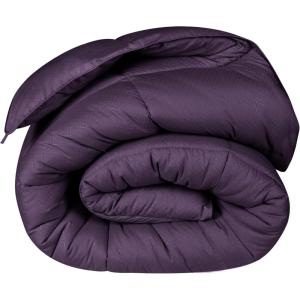 Superior Microfiber Basketweave Comforter, Down Alternative Bedding, Medium Weight, Fluffy, Decorative, Plush Duvet Insert, Oversized Blanket, Box Quilt Design, Monochrome, Twin/Twin XL, Plum(Plum)
