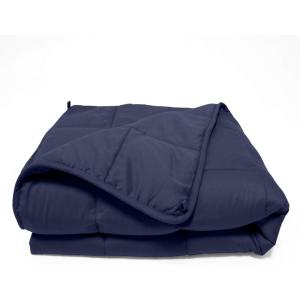 Superior Microfiber Weighted Blanket, Perfect for Adults, Heavy Blankets, Warm, Cozy, Comfy Bedding, Bedroom, Couch Throw, Blankets for Lounging, Modern Quilted Blanket, 48″ x 72″, 15 Pounds, Black(Navy Blue)