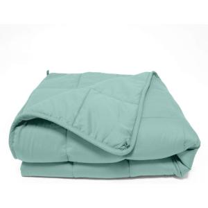 Superior Microfiber Weighted Blanket, Perfect for Adults, Heavy Blankets, Warm, Cozy, Comfy Bedding, Bedroom, Couch Throw, Blankets for Lounging, Modern Quilted Blanket, 48″ x 72″, 15 Pounds, Black(Turquoise)