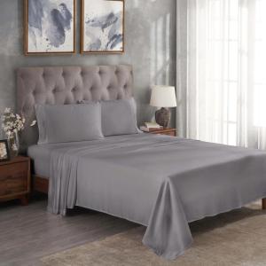 Superior Modal from Beechwood 300-Thread Count Solid Deep Pocket Sheet Set, King, White, 4-Piece SetxSuperior(Grey)