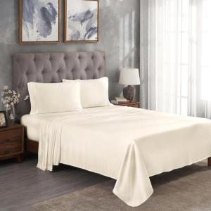 Superior Modal from Beechwood 300-Thread Count Solid Deep Pocket Sheet Set, King, White, 4-Piece SetxSuperior(Ivory)