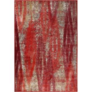 Superior Modern Indoor Area Rug, Washable, Non-Skid Foam Backing, Floor Decor for Living Room, Bedroom, Entry, Mudroom, Washable Rugs, Abstract Brushstroke, Brayton Collection, 5′ x 8′, Orange(Red)