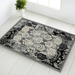 Superior Modern Mystique Collection Area Rug, 8mm Pile Height with Jute Backing, Elegant Multi-colored Damask Pattern, Anti-Static, Water-Repellent Rugs – Brown, 5′ x 8′ Rug(Black-grey)