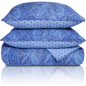 Superior Moroccan Paisley 100% Cotton 2-Piece Twin Quilt Set in Navy Blue(Navy Blue)