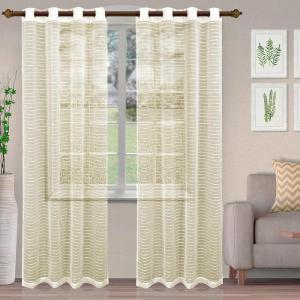Superior Natural Light Filtering Sheer Curtain Panels, 8 Grommets, Window Treatments, Drapes Kitchen, Office, Bed, Living Room Windows, Jackson Striped Sheer Curtains, Set of 2, 52″ x 63″, Ivory(Ivory)