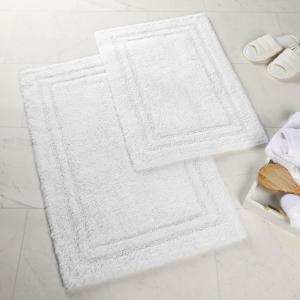 Superior Non-Slip 2 Piece Bath Rug Set, Ultra Plush, Soft and Absorbent 100% Combed Cotton Pile – Traditional Oval Bath Mat Set, Rust(White)