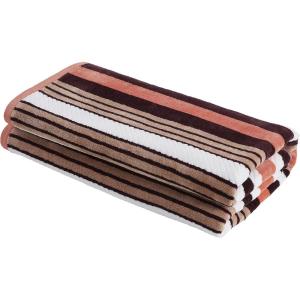 Superior Oversized 2-Piece Beach Towel Set – Quick Drying Cotton Beach Towels, Cape May Striped Summer Towel for Beach, Pool, and Jacuzzi Swim Towel for Kids and Adults 34″ x 64″, Pear(Emberglow)